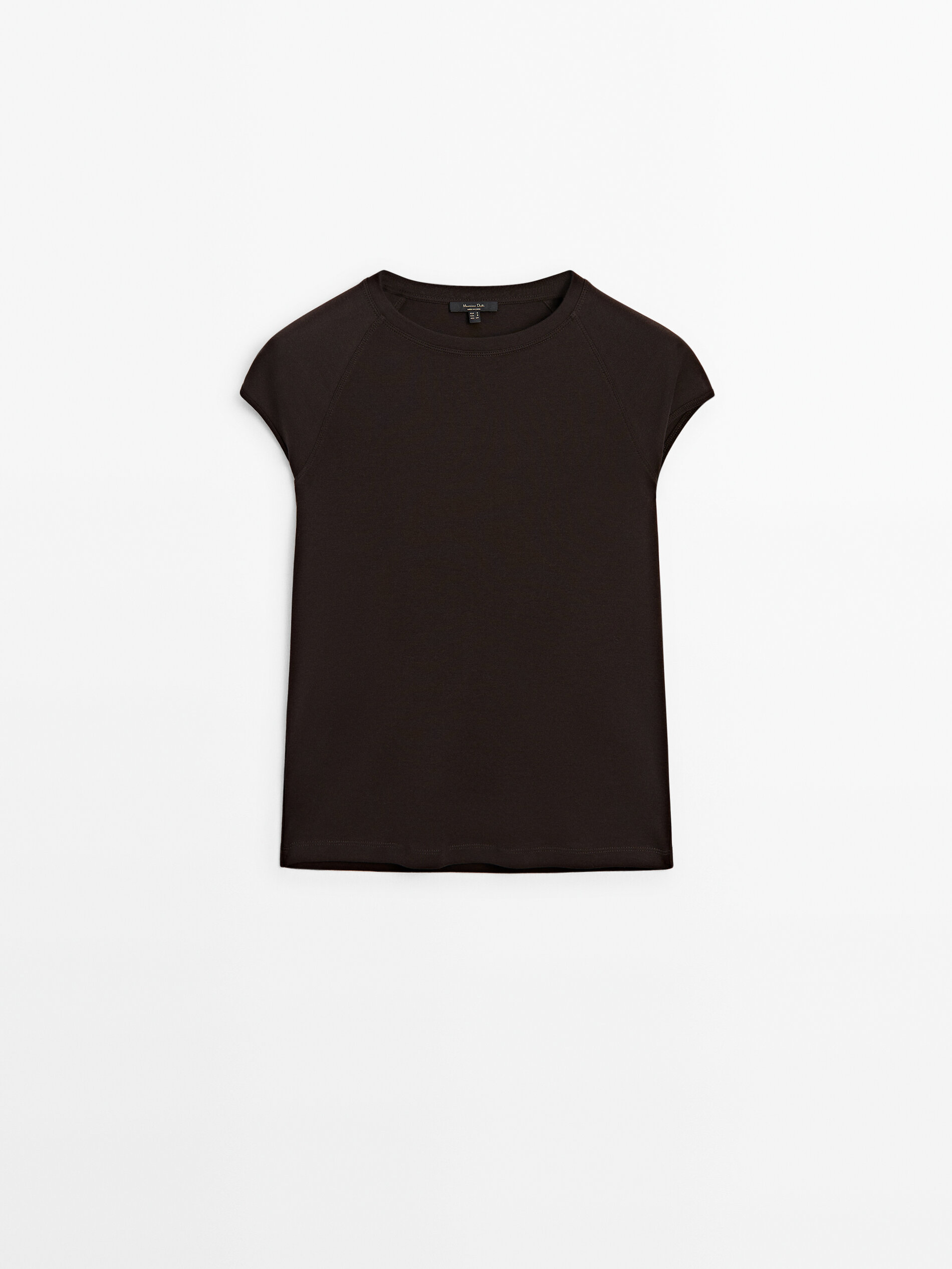 Short sleeve cotton Tshirt with short raglan sleeves · Chocolate