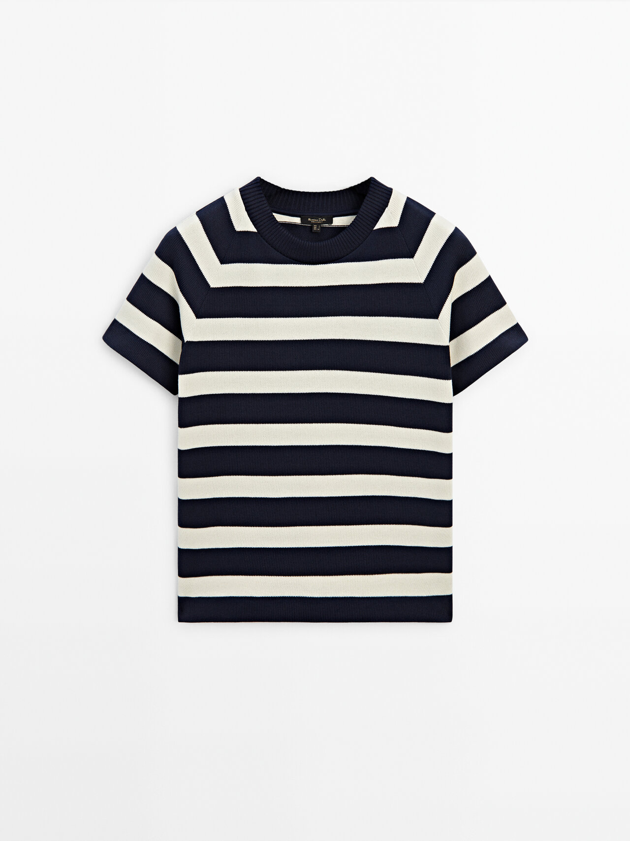 Massimo Dutti Short Sleeve Cotton T-shirt With Short Raglan Sleeves In Cream