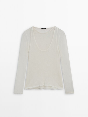 Textured cotton blend double-layer top