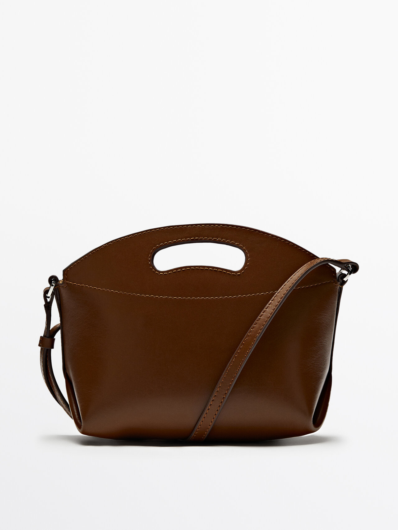 Massimo Dutti Nappa Leather Mini Crossbody Bag In Leather