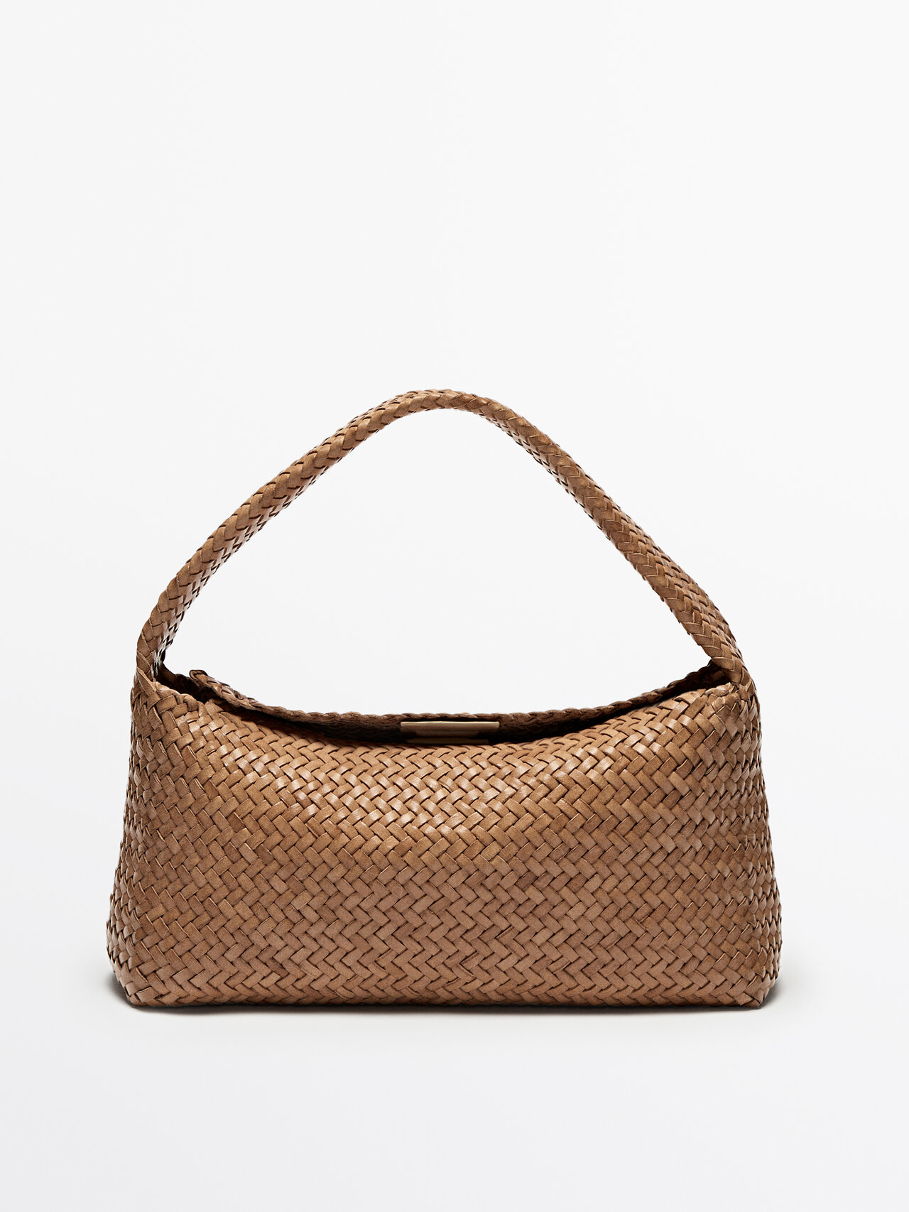 Massimo Dutti Woven Nappa Leather Bag In Brown