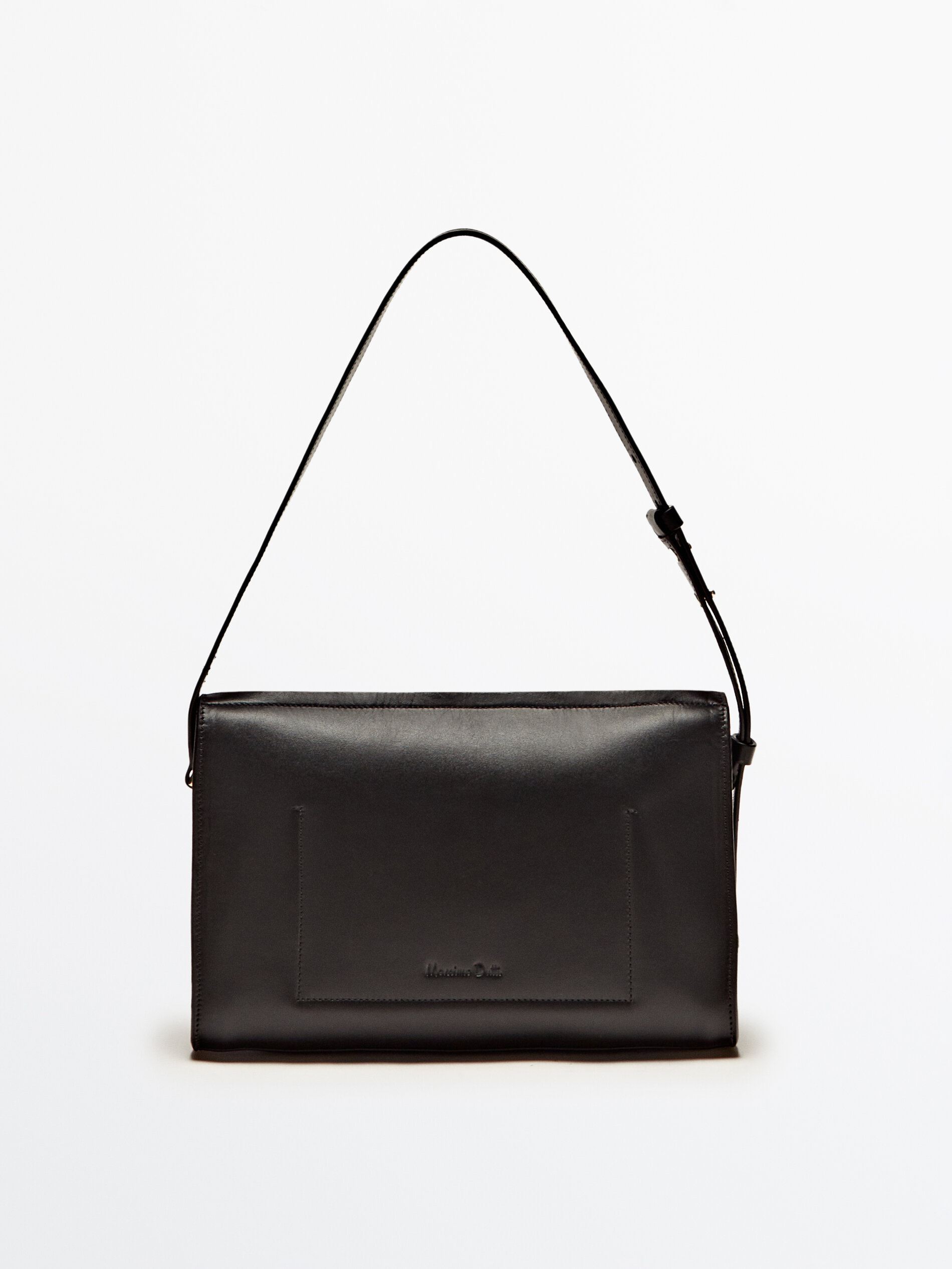 Plain leather shoulder bag · Black, Brown · Accessories | Massimo ...