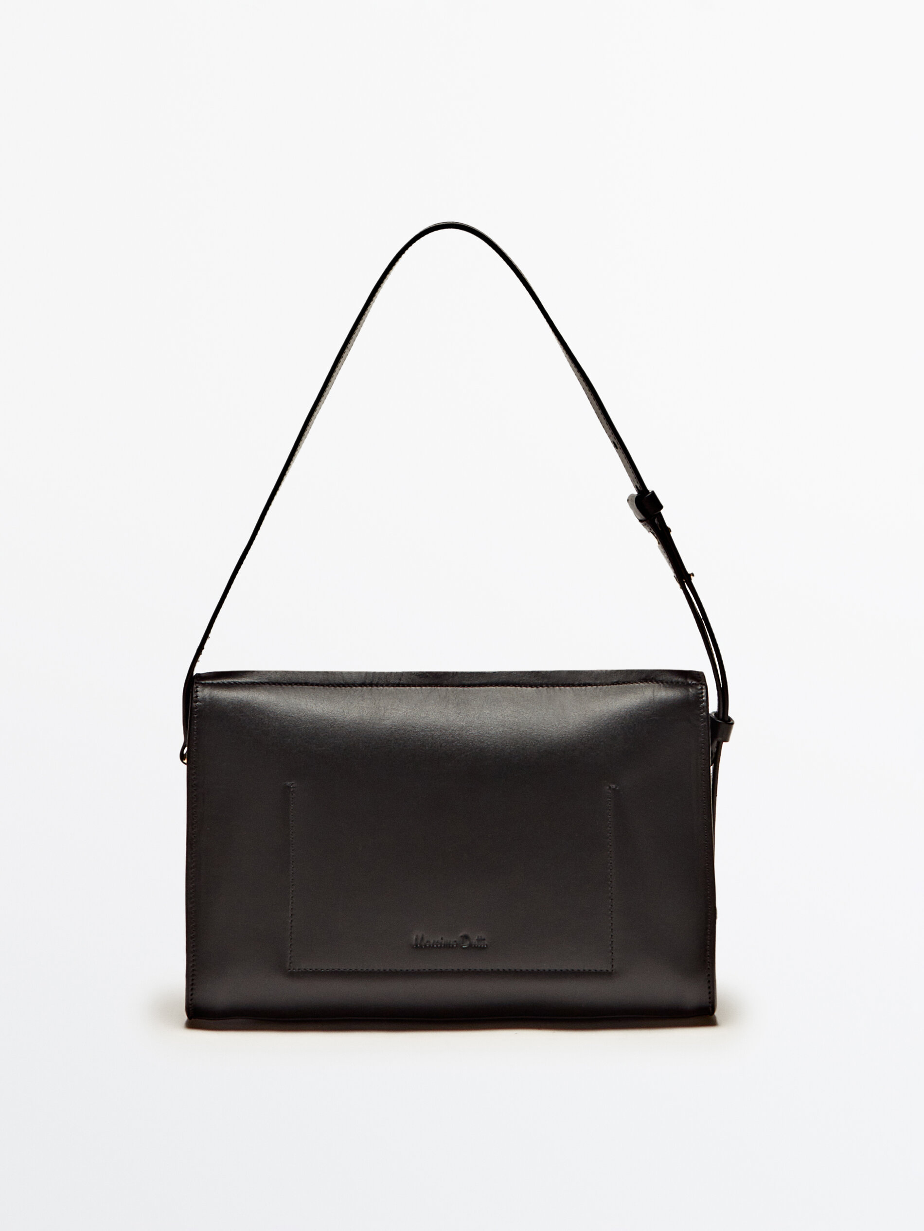 Schultertasche aus glattem Leder · Schwarz, Braun · Accessoires 