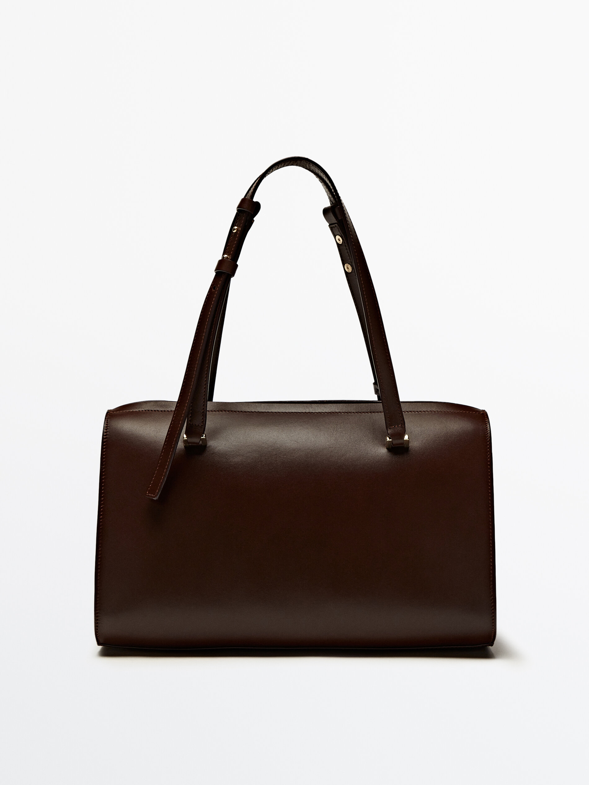 Plain leather bowling bag · Brown, Black · Accessories | Massimo Dutti