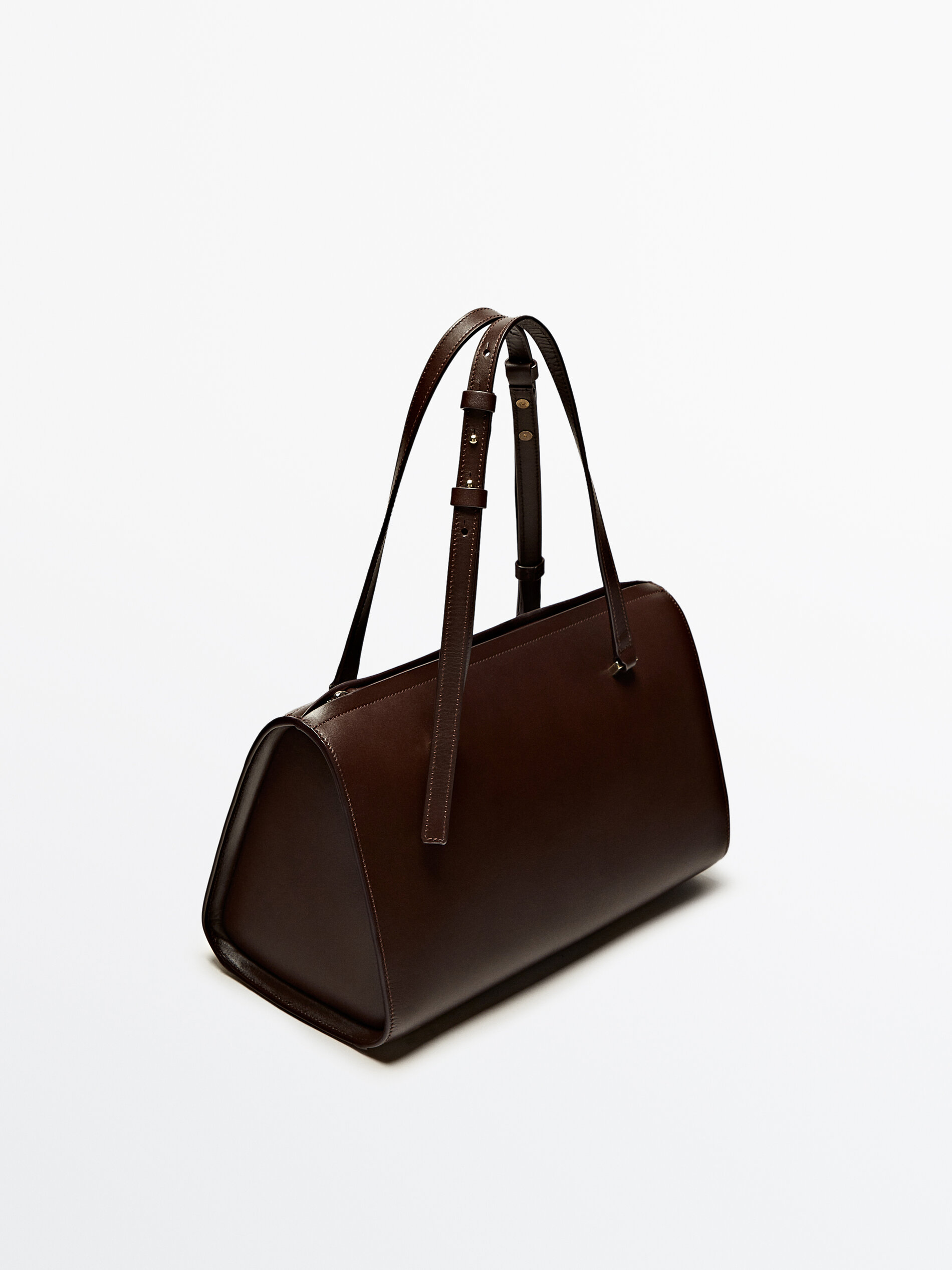 Plain leather bowling bag