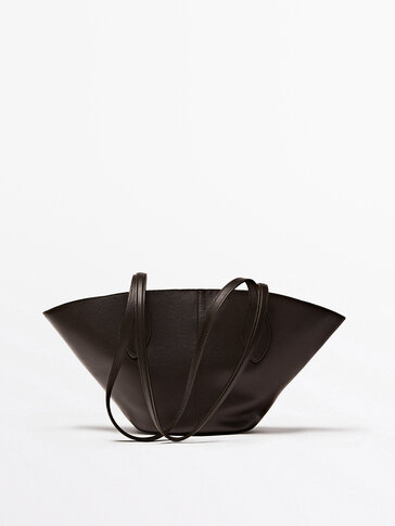 Nappa leather mini tote bag with long strap · Brown · Accessories | Massimo  Dutti