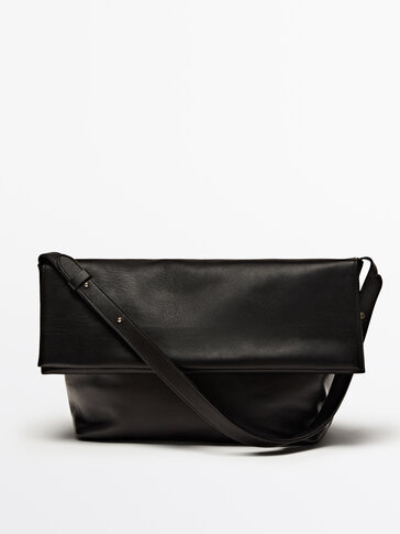 Nappa leather shoulder bag with flap