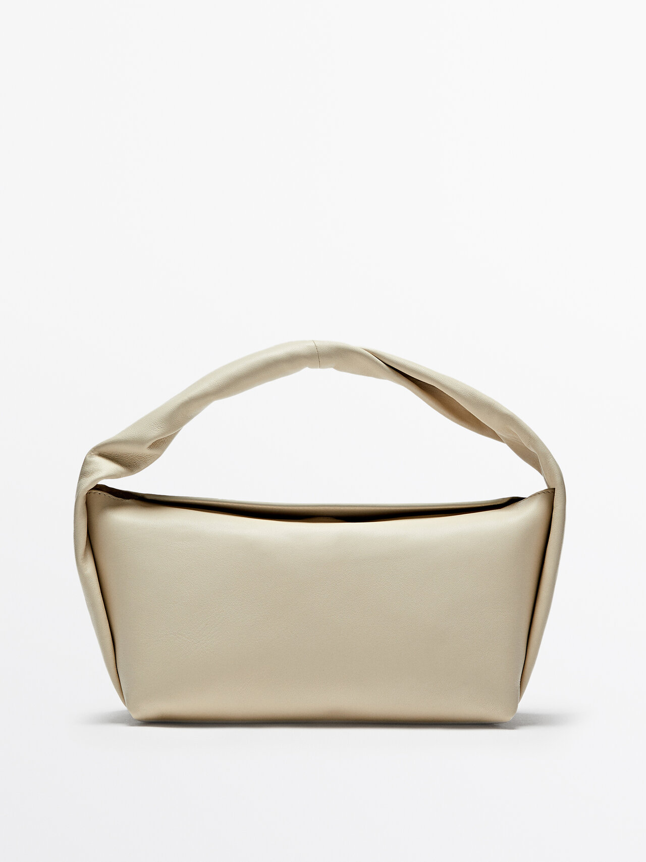 Massimo Dutti Nappa Leather Croissant Bag In White