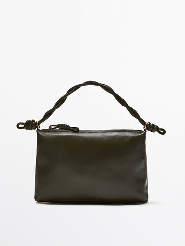 Mini nappa leather shoulder bag with plaited strap