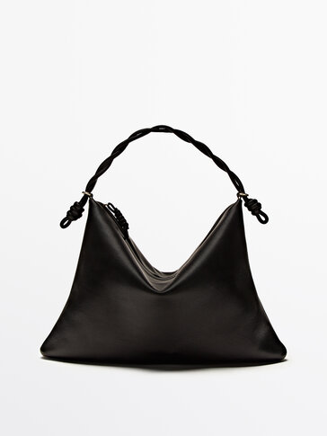 Nappa leather shoulder bag with knot detail
