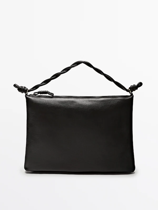 Nappa leather shoulder bag with knot detail · Black · Accessories ...