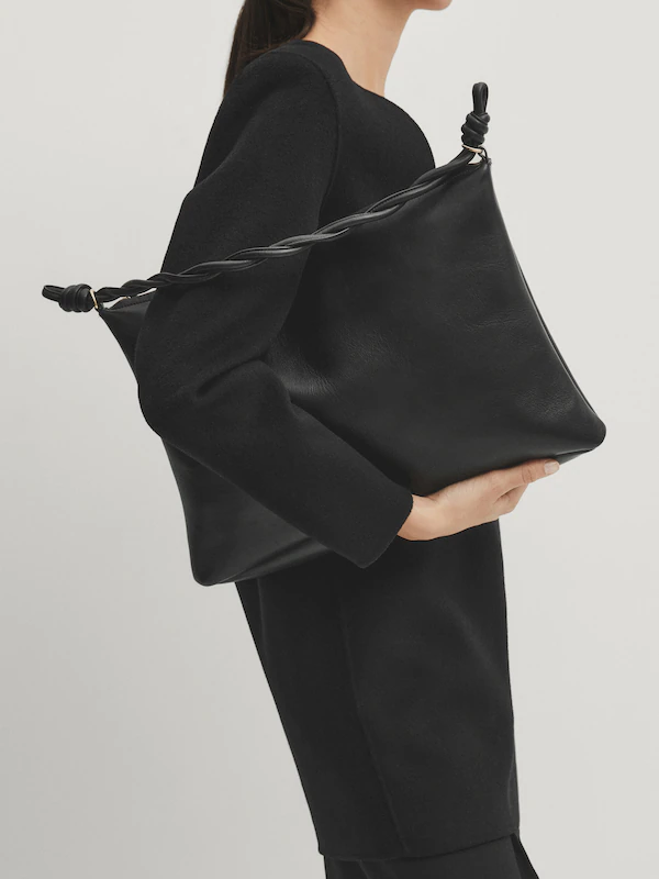 Nappa leather shoulder bag with knot detail · Black · Accessories ...