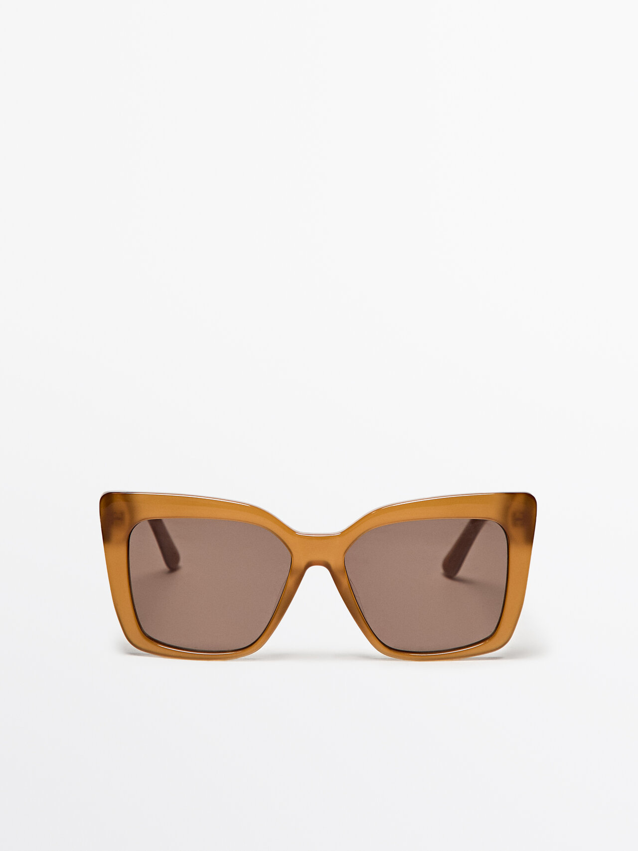 Shop Massimo Dutti Sonnenbrille Durchsichtig Quadratisch In Karamell