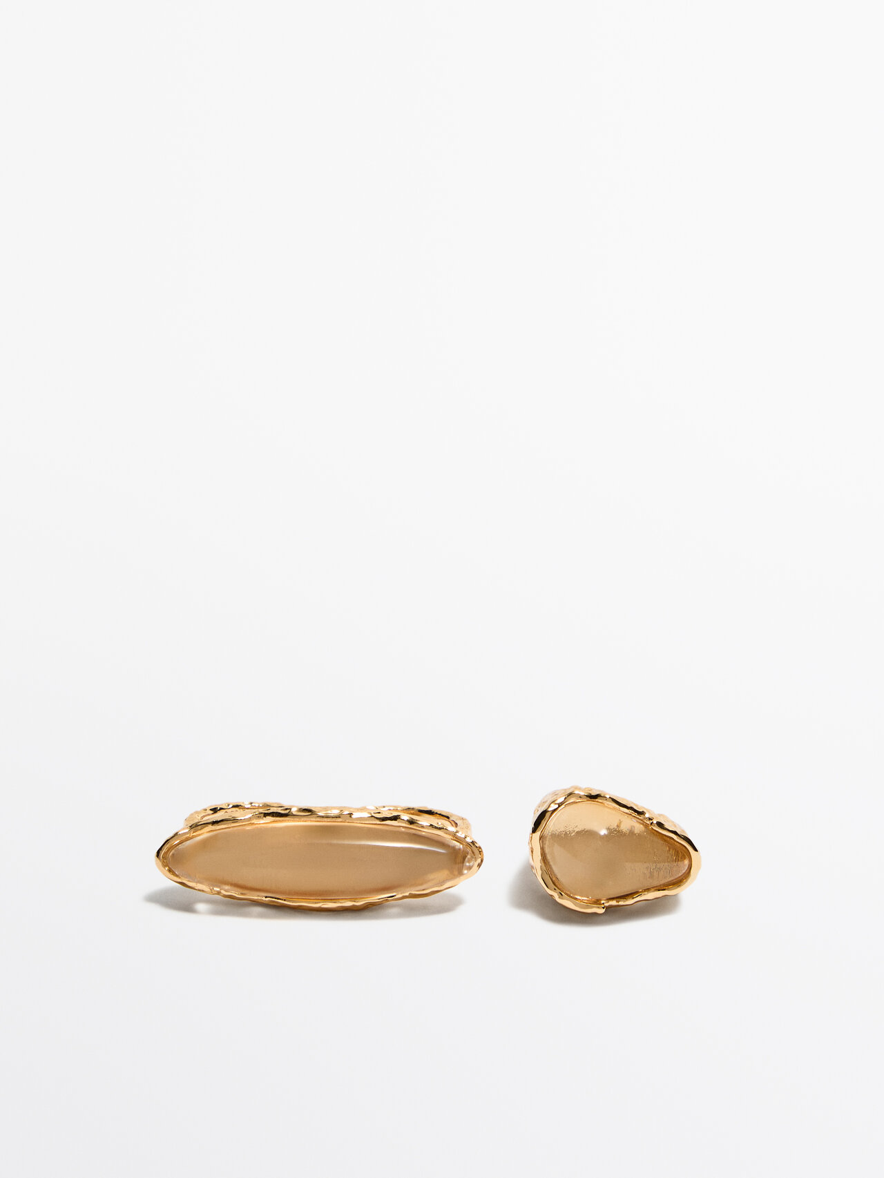 Massimo Dutti Pack Of Rings With Resin Detail In Gold