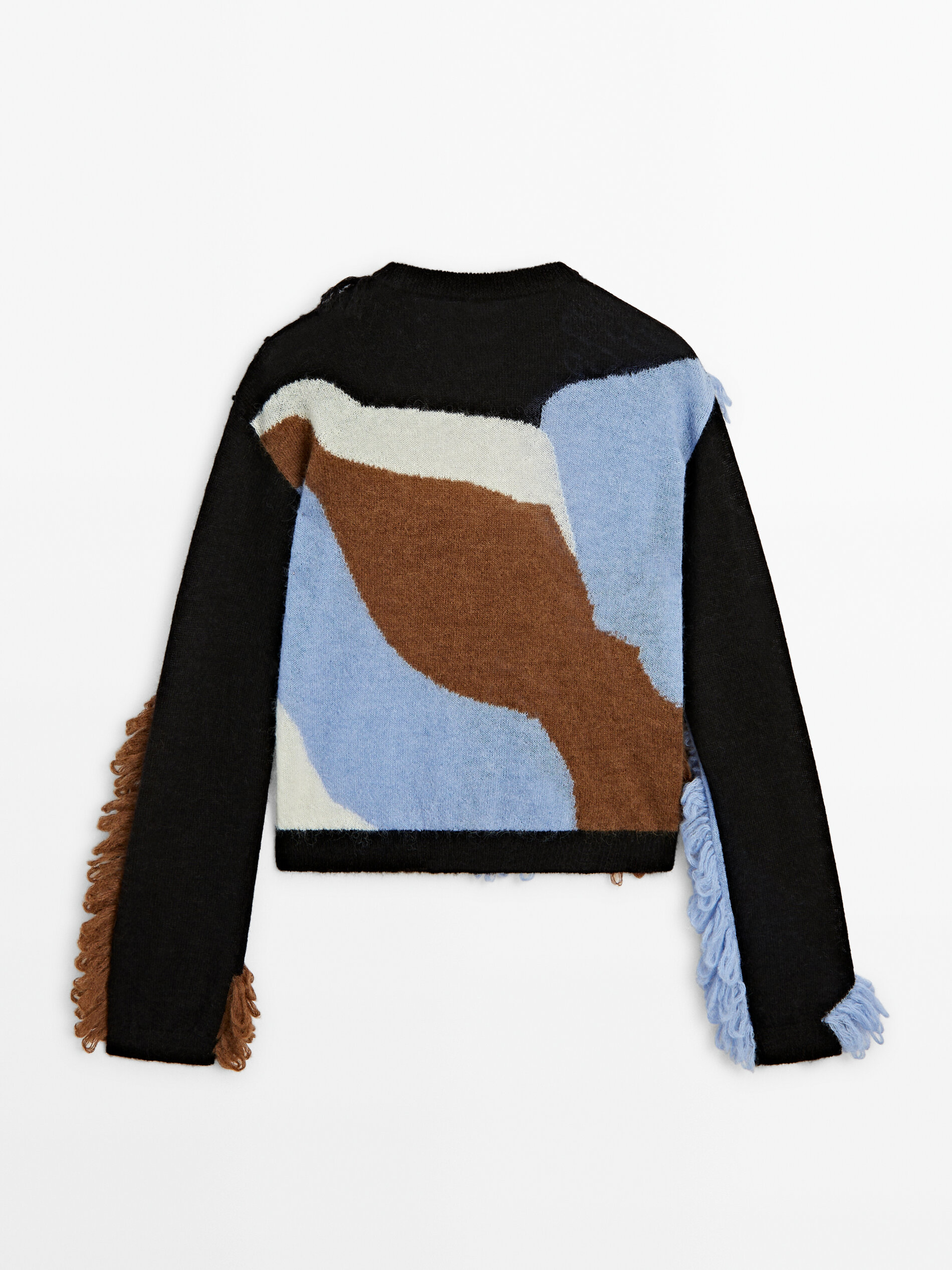 Contrast sweater with bouclé detail - Studio · Camel · Sweaters 