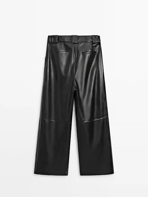 Wide-leg leather trousers - Studio · Black · Dressy