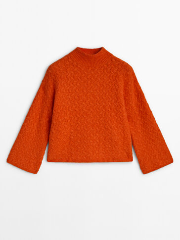 Textured knit mock turtleneck sweater - Studio