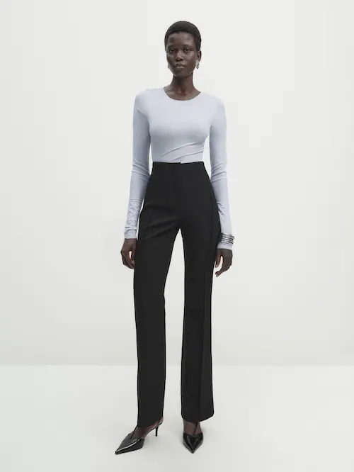 Women's Black Trousers - Massimo Dutti