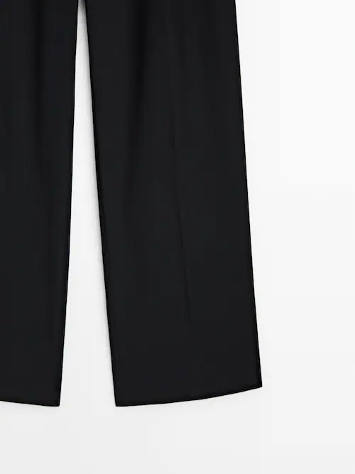 Wide-leg trousers with darts - Studio · Black · Dressy | Massimo Dutti