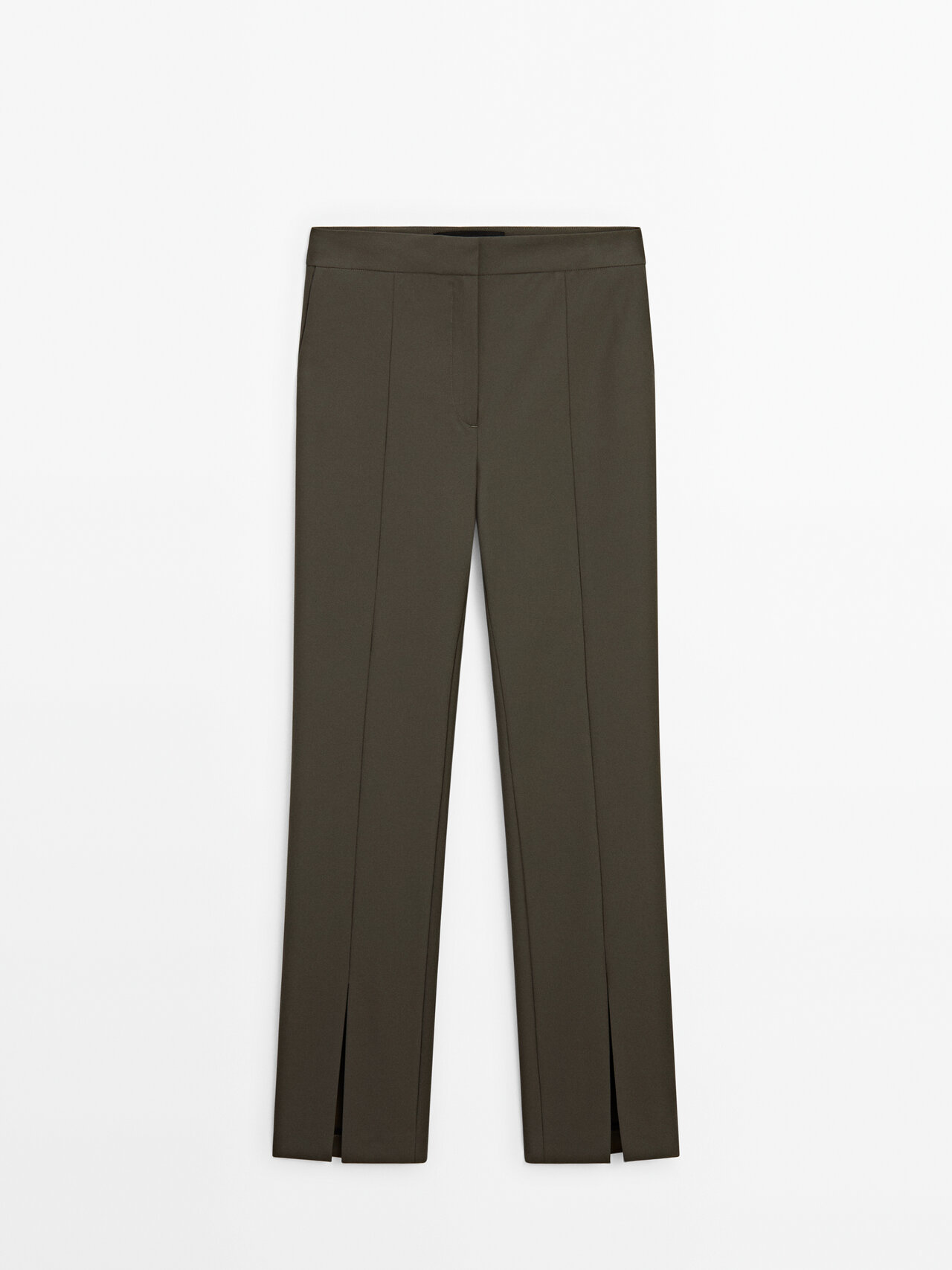 Massimo Dutti Trousers With Vent Detail In Mink