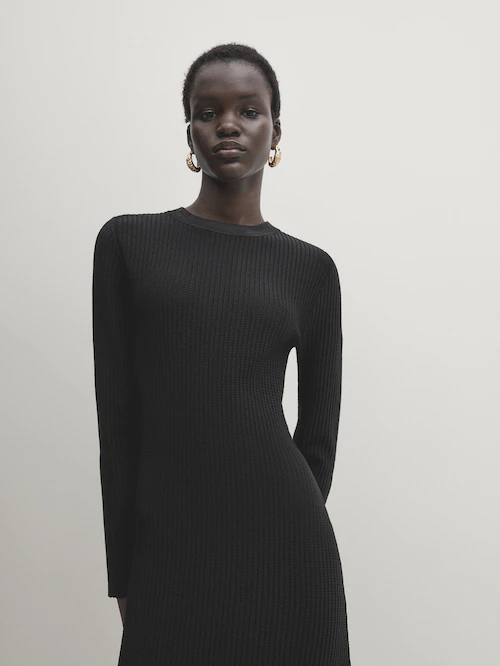 Textured knit dress - Studio · Black · Smart / Dresses And