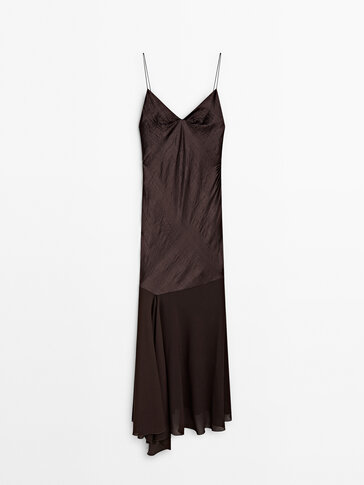 Kontrast kumaşlı askılı elbise - Studio