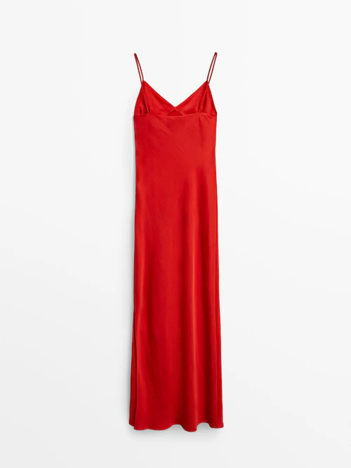 Long satin camisole dress - Studio · Red · Smart / Dresses And Jumpsuits