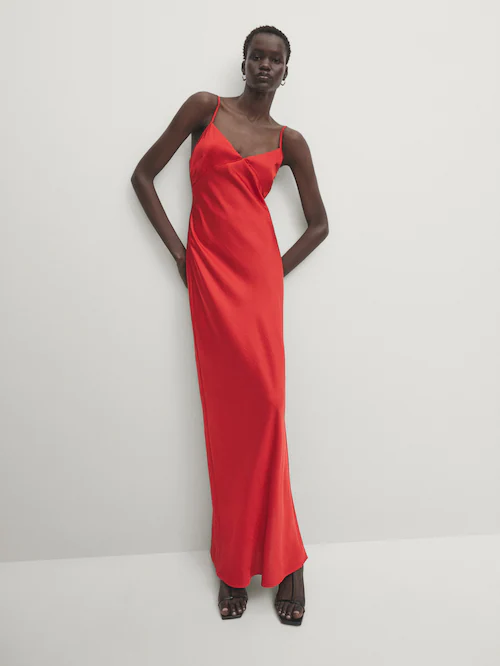 Long satin camisole dress - Studio · Red · Smart / Dresses And