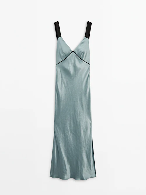 Degradé-print slip dress in soft satin