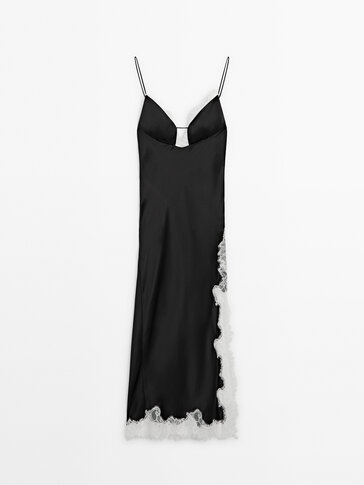 Satin camisole dress with contrast lace - Studio