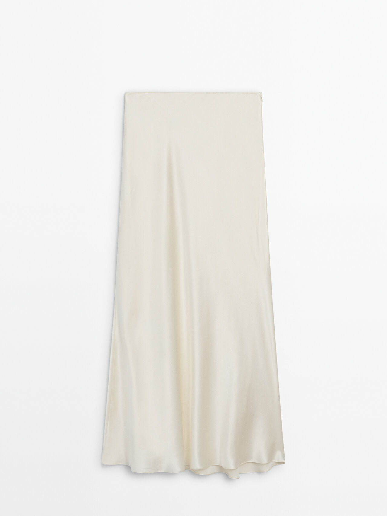 Massimo Dutti Long Satin Bias-cut Skirt In Beige