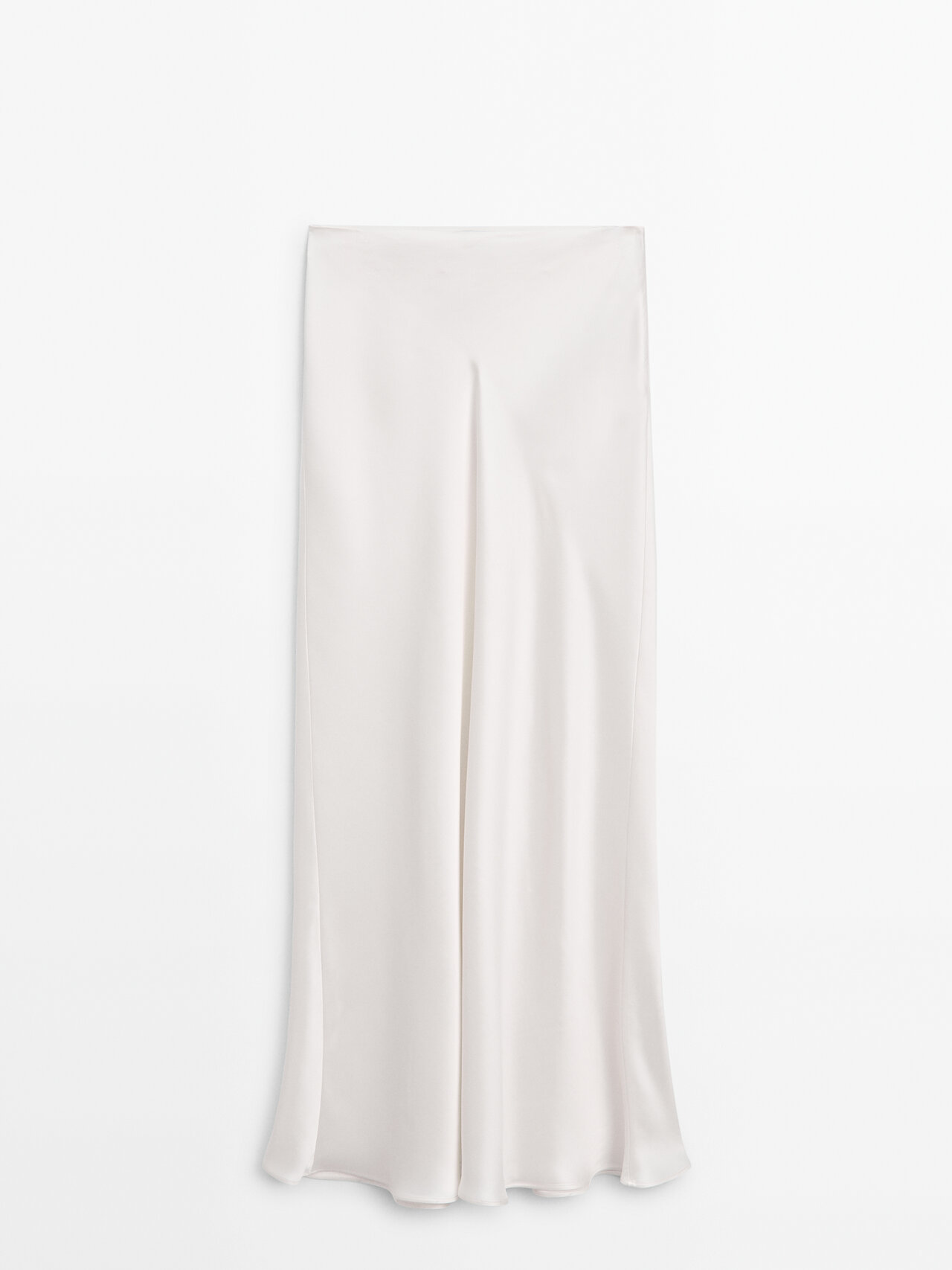 Massimo Dutti Long Flowing Skirt In Cream