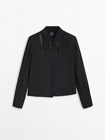 Cropped shirt with beaded fringe on the collar - Studio