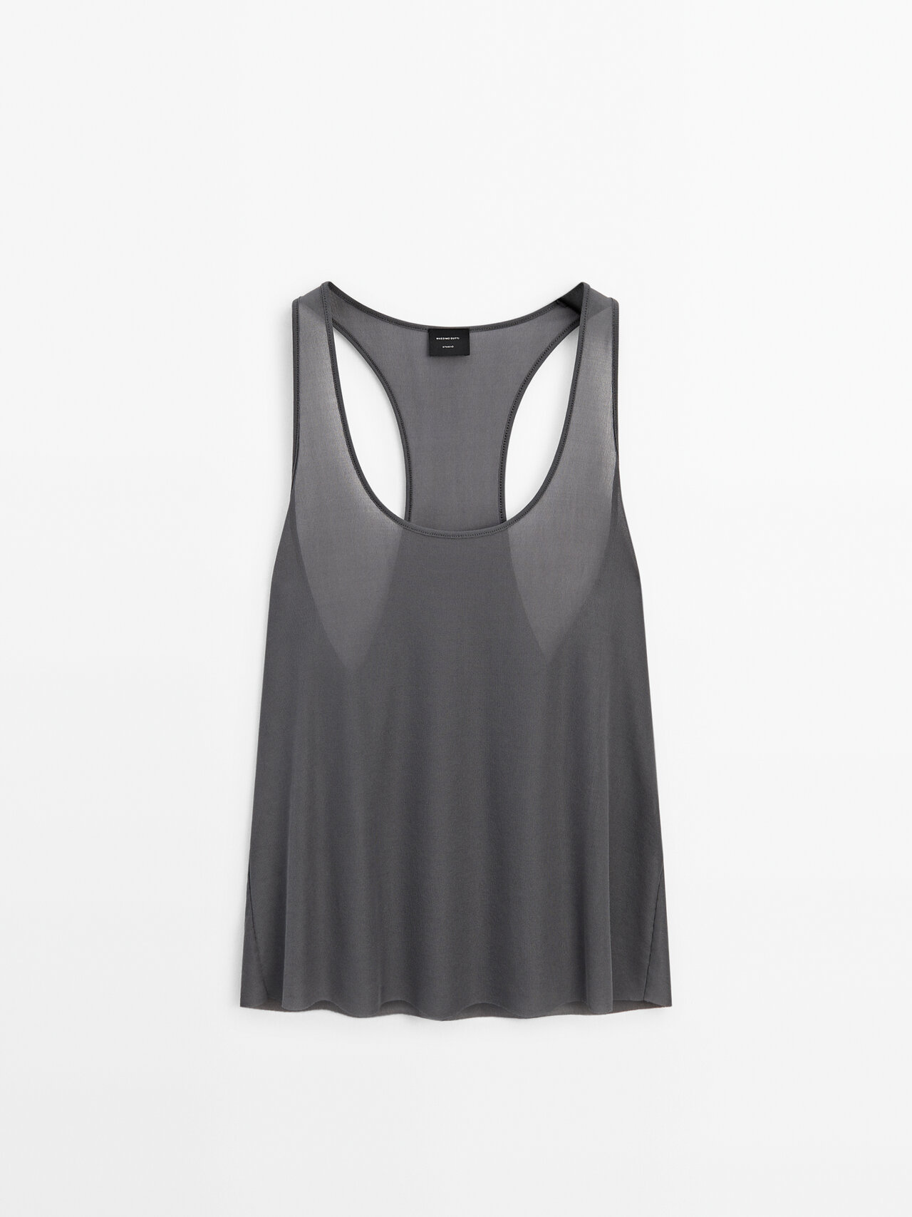 Massimo Dutti Semi-sheer Top In Blei