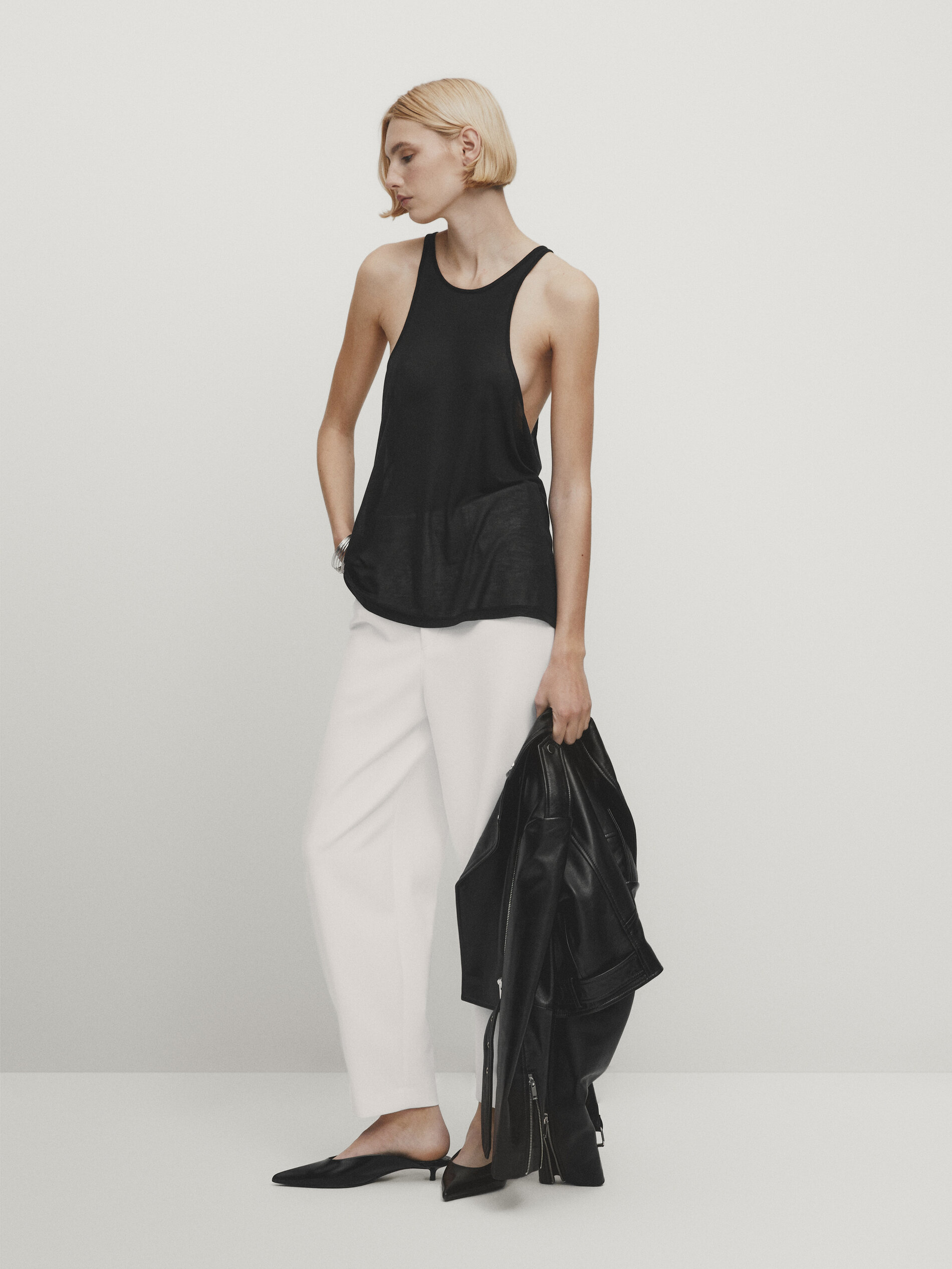Massimo Dutti Schwarzes Top Aus Lyocell In Schwarz