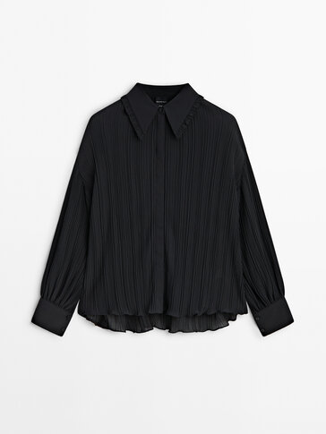 Black pleated shirt - Studio · Black · Shirts