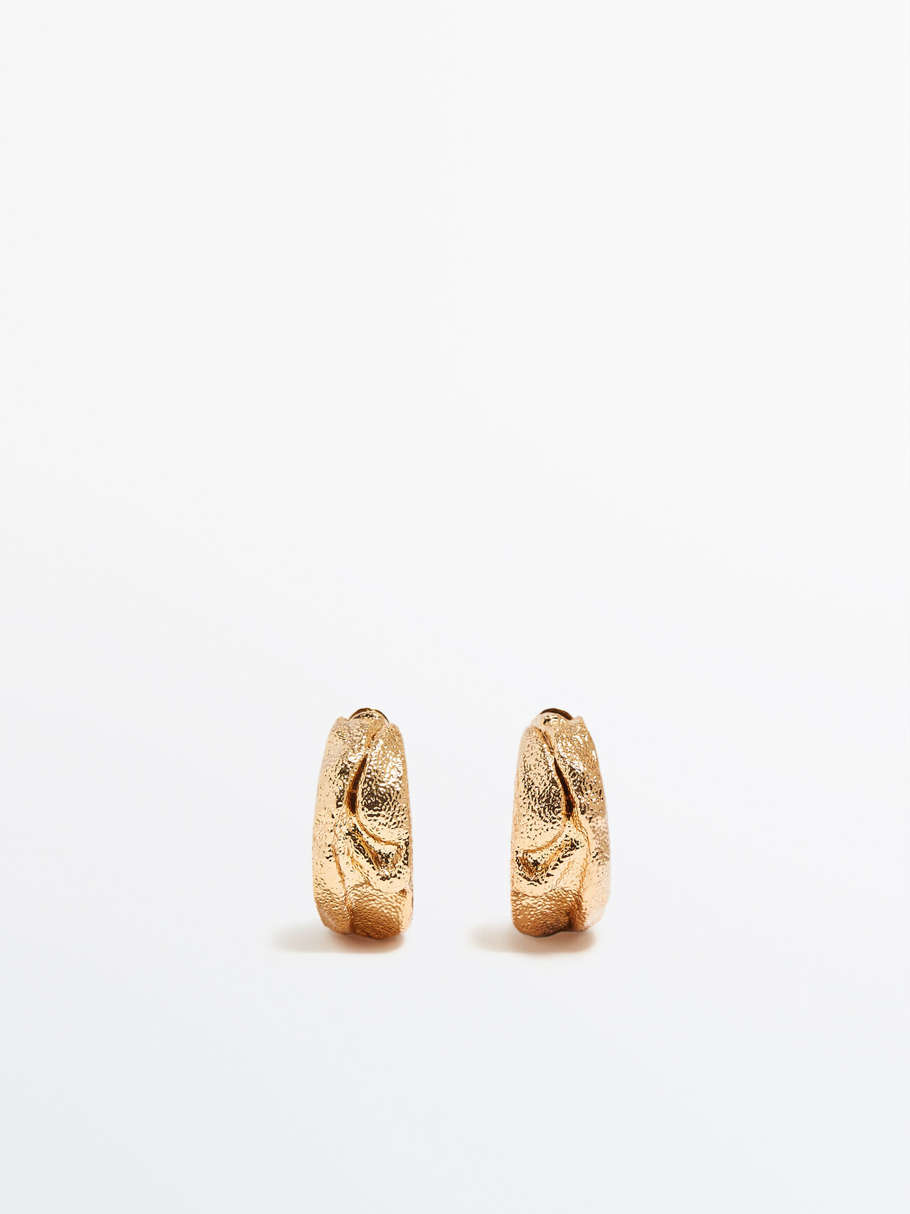 Massimo Dutti Textured Hoop Earrings In Gold