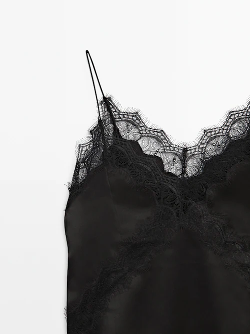 Camisole top with lace detail - Studio · Black · Dressy