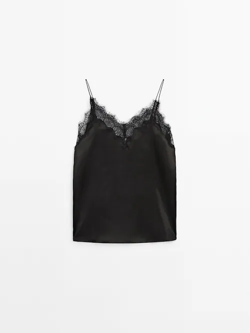 Camisole top with lace detail - Studio