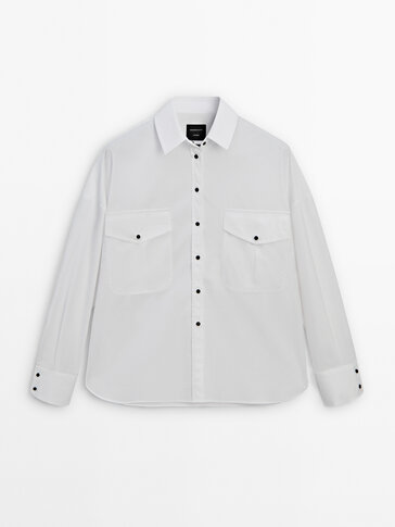 Blusa blanca massimo dutti hot sale