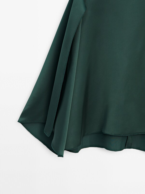 Satin blouse with slit at the sleeve - Studio · Green · Shirts ...