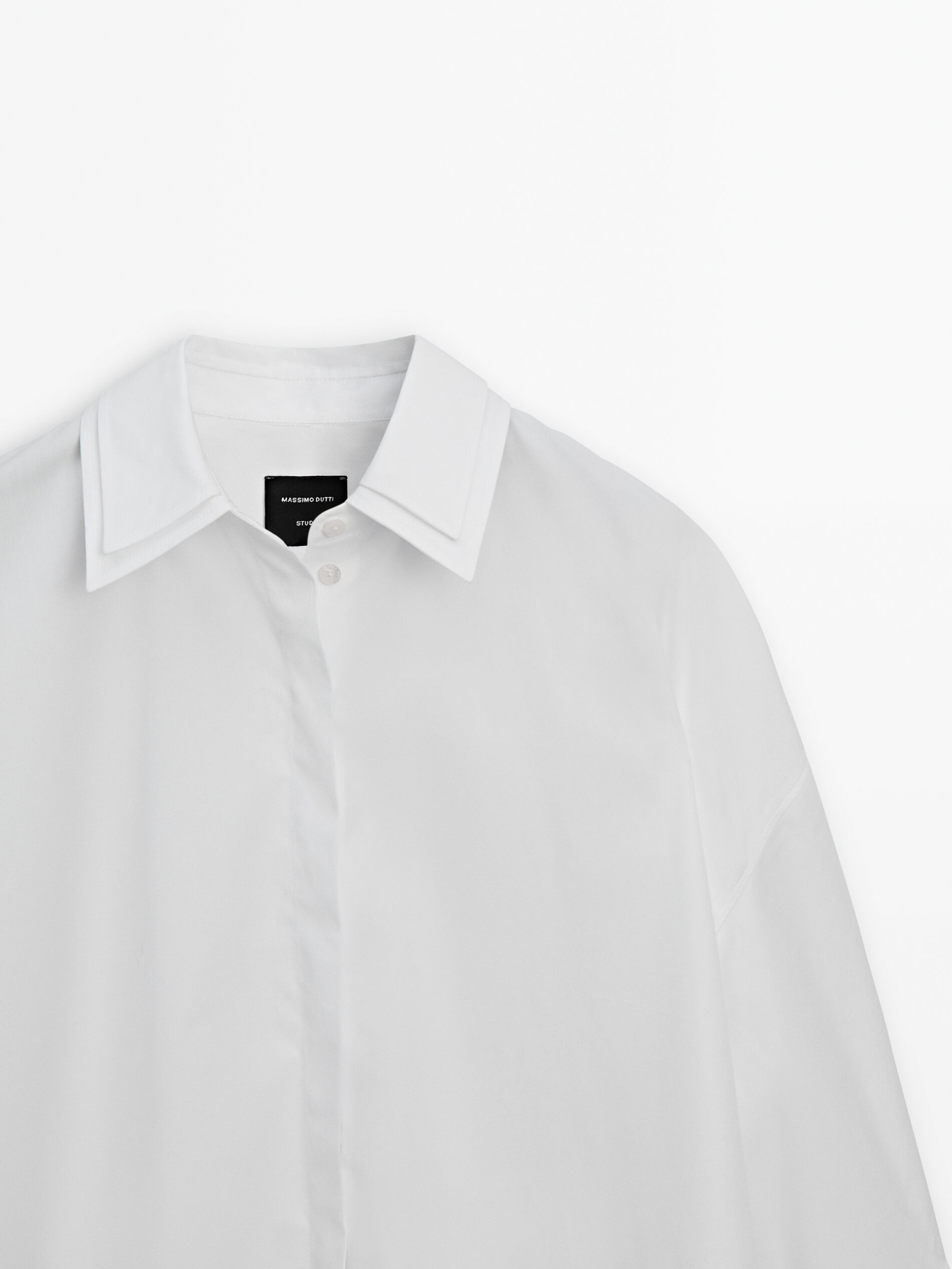 Poplin shirt with layered collar detail - Studio · White · Shirts 