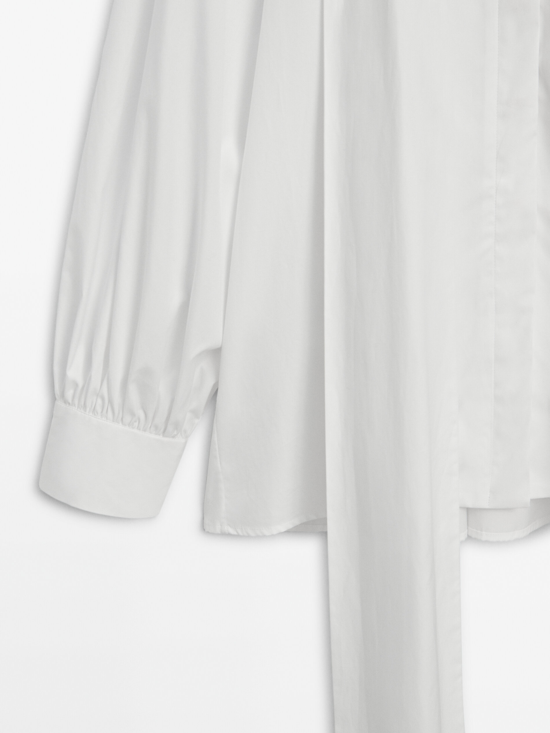 Pleated cotton shirt with tie detail - Studio · White · Shirts 