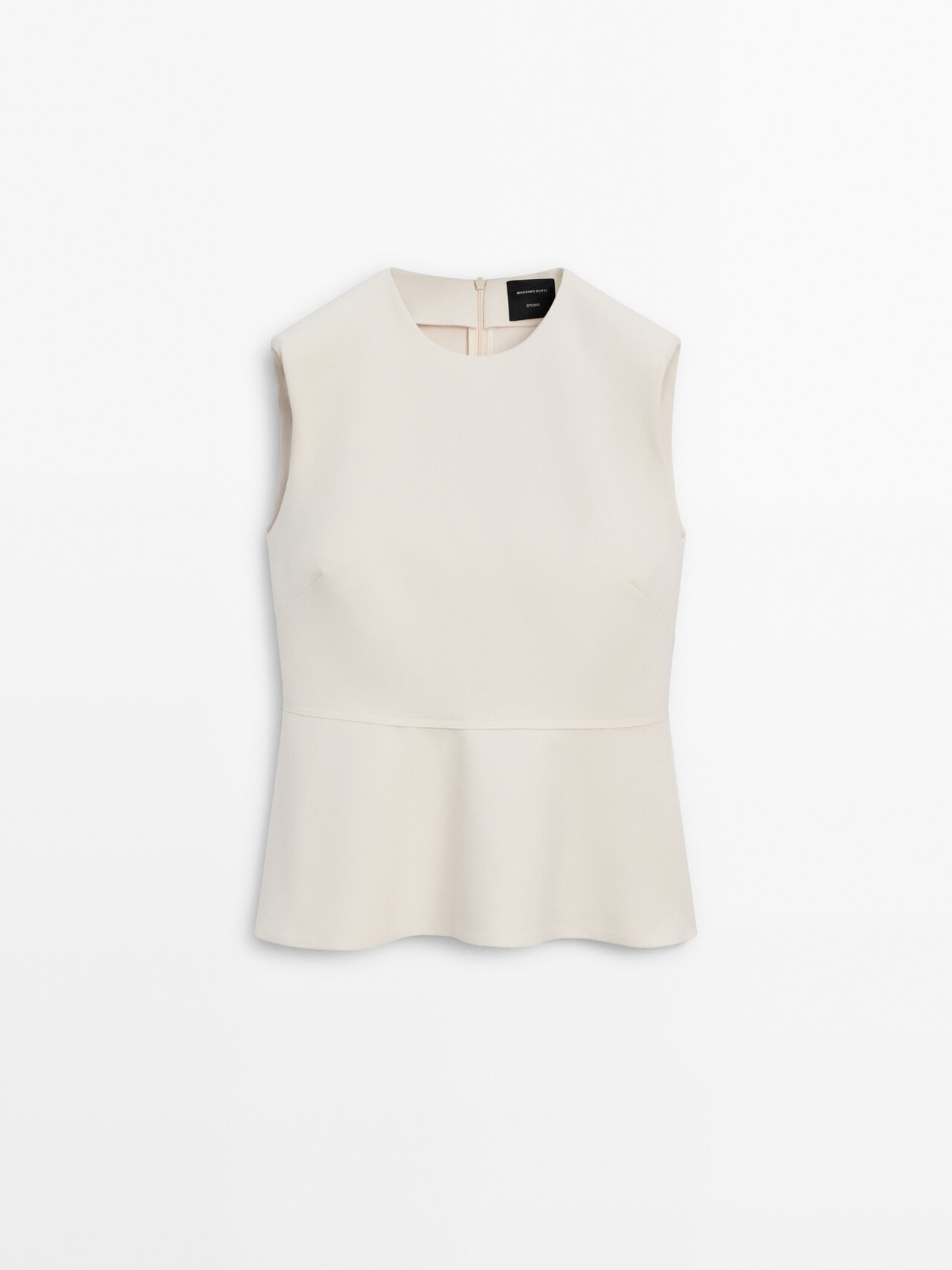 Massimo Dutti Sleeveless Knit Peplum Top In Cream