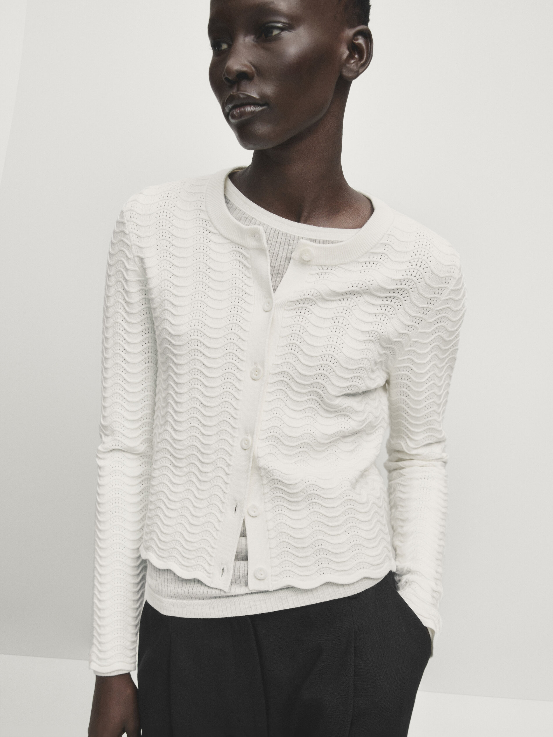 Wavy knit cardigan - Studio