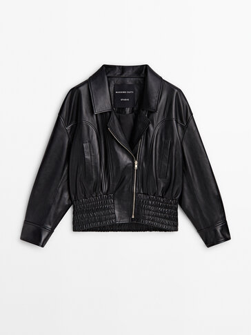 Nappa leather stretch bomber jacket - Studio