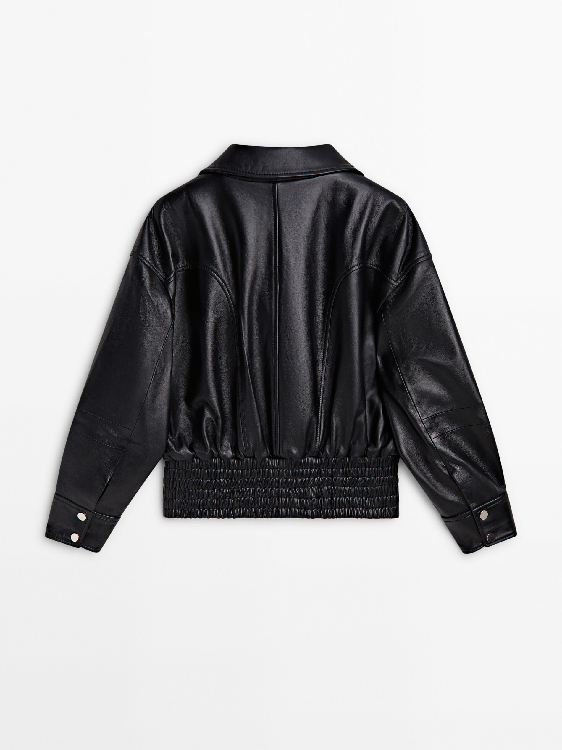 Nappa leather stretch bomber jacket - Studio · Black · Skirts 