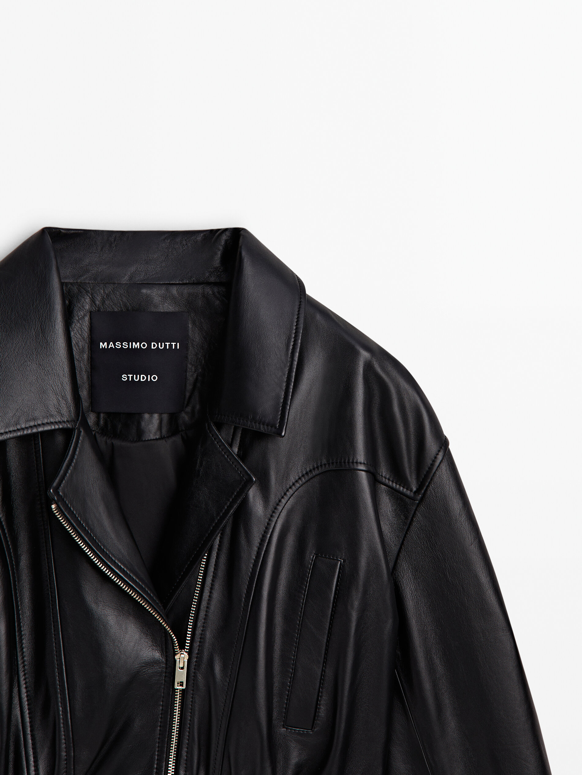 Nappa leather stretch bomber jacket - Studio · Black · Skirts 