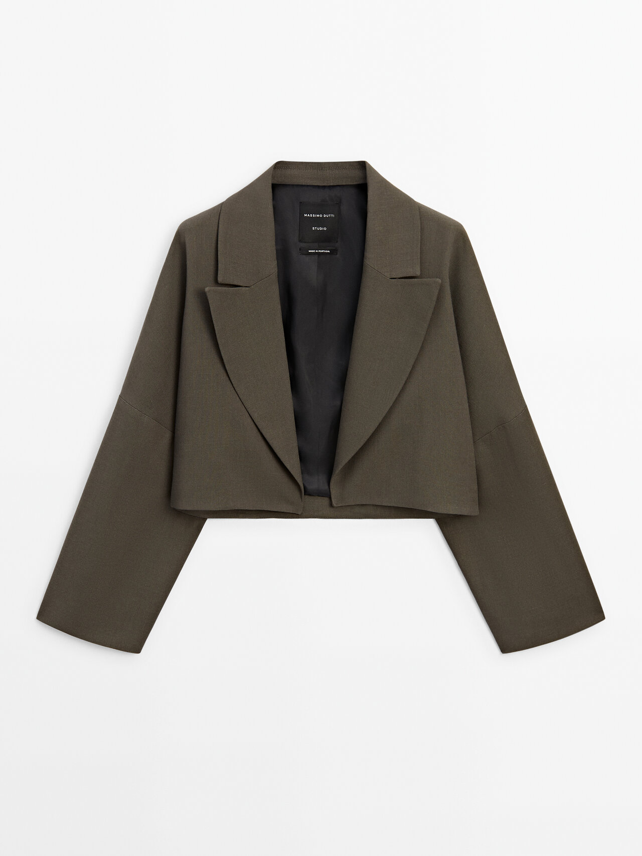 Massimo Dutti Cropped Blazer In Mink