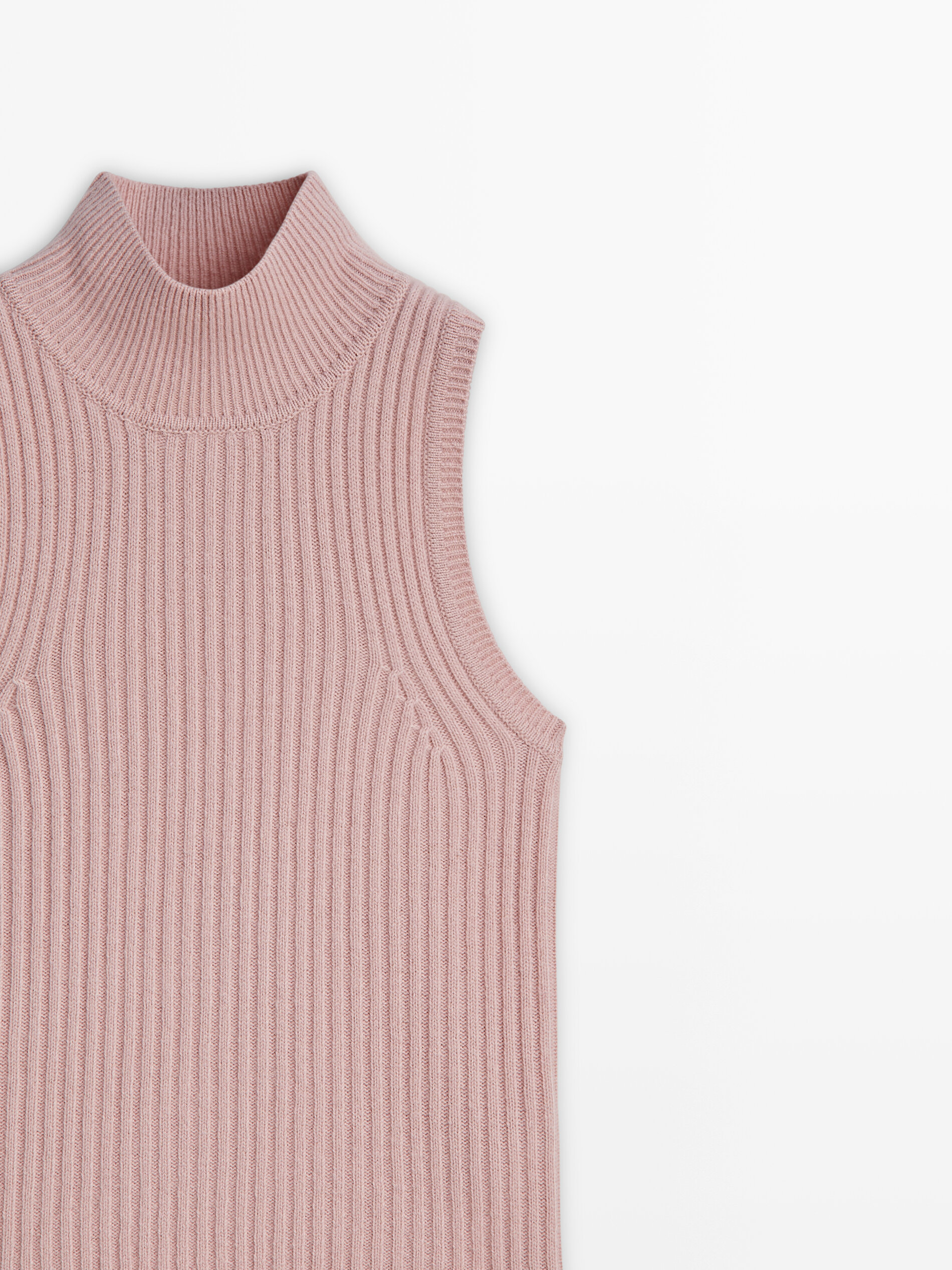Wool blend ribbed knit top - Studio · Rose Pink, Bluish Green 